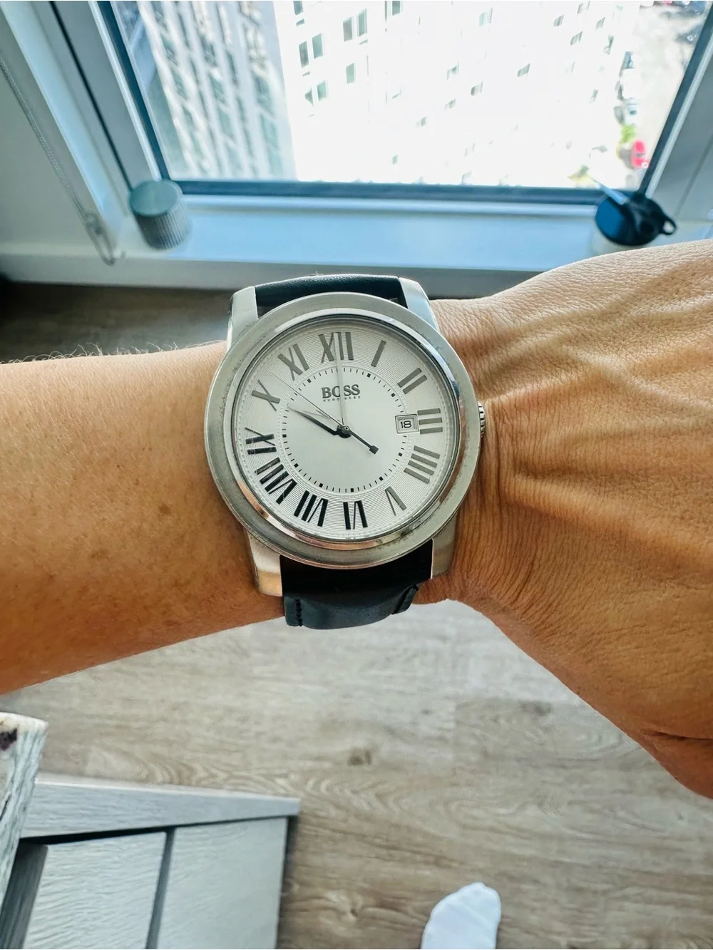 Boss Stainless Steel Watch with Black Leather Strap - Picture 7 of 10